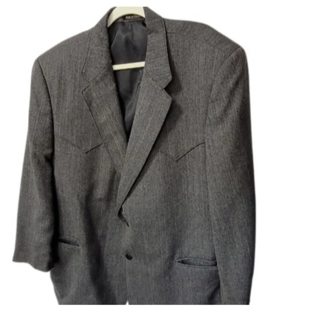 Circle S 50R Black‎ Tweed Western Wear Men's Blazer Sport Coat Suit Jacket